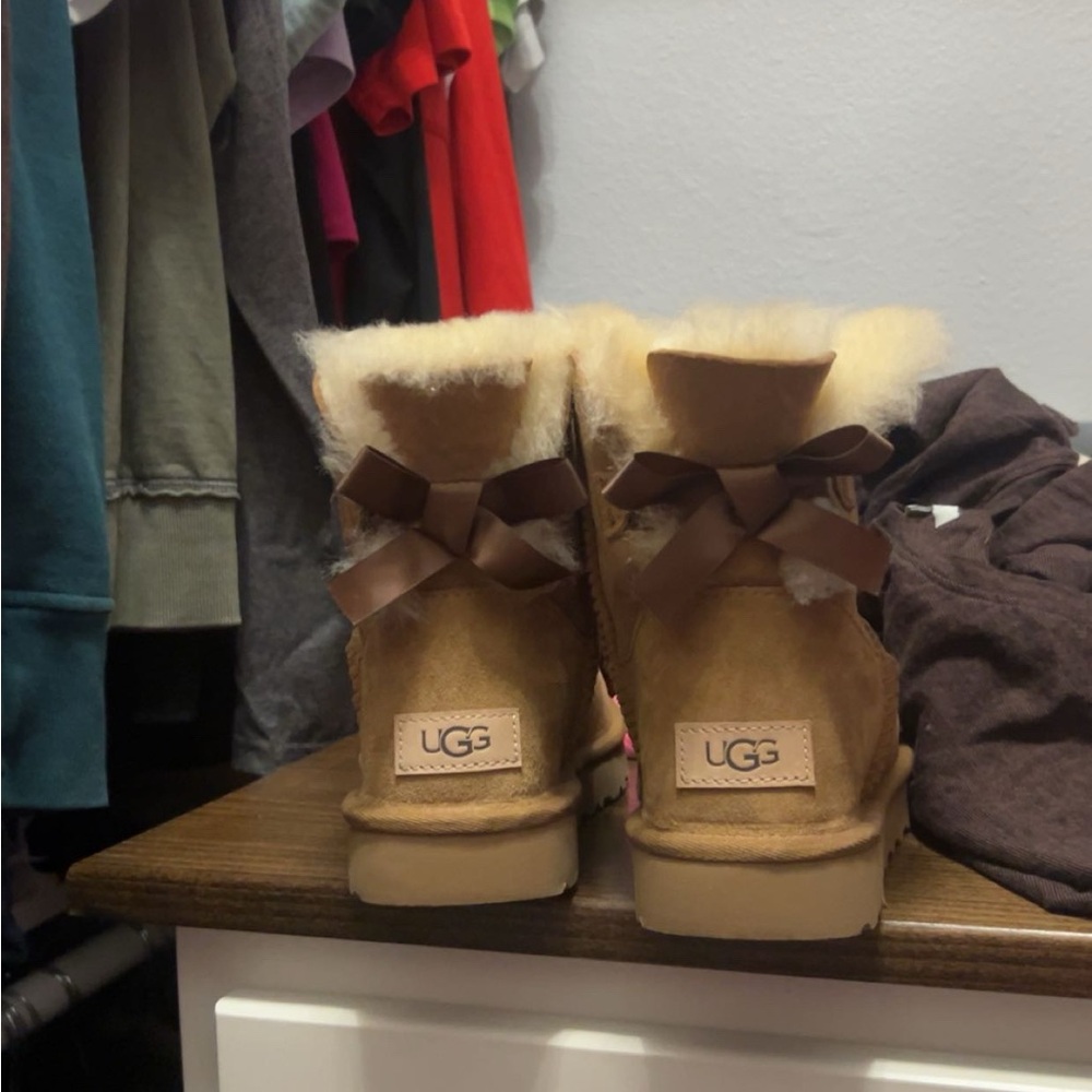 UGG Tan Sheepskin Boots with Bows